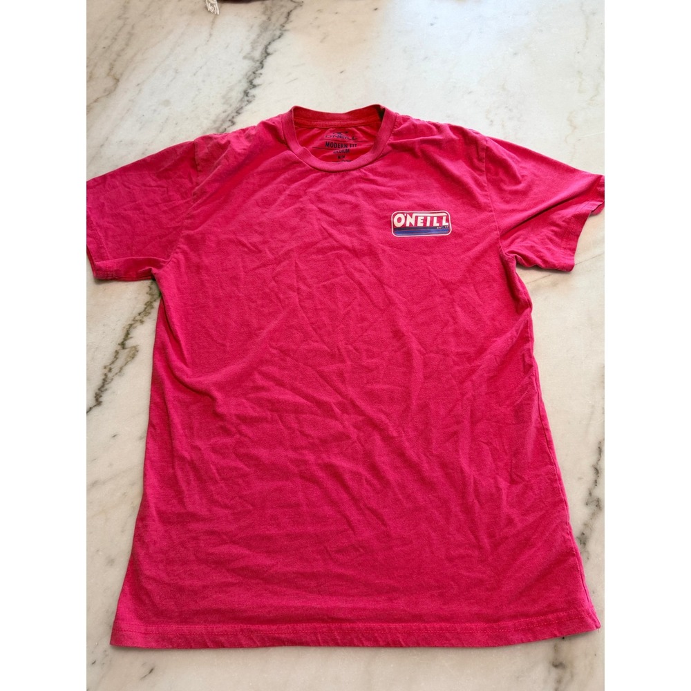 O'Neill Mens Modern Fit Graphic T-Shirt Pink Short Sleeve Logo Tee Medium